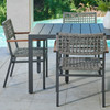 San Miguel Anthracite Aluminum and Grey Linen 7 Pc. Arm Dining Set with 84 x 42 in. Table