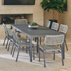 San Miguel Anthracite Aluminum and Grey Linen 9 Pc. Side Dining Set with 110 x 42 in. Table