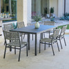 San Miguel Anthracite Aluminum and Grey Linen 7 Pc. Side Dining Set with 84 x 42 in. Table