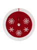 60 in. D Red Felt and White Trim Christmas Tree Skirt with White Snowflakes
