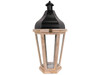 26 in. Natural Wood Frame with Black Metal Top Glass Lantern