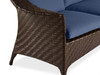 Martinique Java Brown Outdoor Herringbone Wicker and Spectrum Denim Cushion Sofa