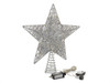 13 in. 5 Point Silver Star Christmas Tree Top Decoration LED Cool White, 45 Lights