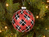 In-Store Only - 100 mm Red, Black, and White Glitter Enamel Plaid Shatterproof Christmas Ball Ornament