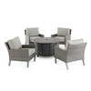 Amari Pepper Outdoor Wicker and Carbon Cushion 5 Pc. Chat Group with 48 in. D Fire Pit Table
