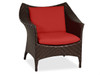 Martinique Java Brown Outdoor Herringbone Wicker and Red Cushion 4 Pc. Sofa Group with 47 x 27 in. Coffee Table
