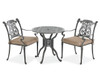 Naples Saddle Grey Cast Aluminum and Kahlua Cushion 3 Pc. Bistro Set with 30 in. D Table
