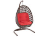 Martinique Matte Chocolate Outdoor Wicker with Red Cushion Hanging Swing Chair
