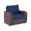Valencia Sangria Outdoor Wicker and Spectrum Indigo Cushion 3 Pc. Sofa Group with 48 x 28 in. Glass Top Coffee Table