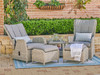 Samoa Slate Outdoor Wicker and Grey Linen Cushion 5 Pc. Adjustable Seating Set with 20 in. Sq. End Table