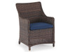 Valencia Sangria Outdoor Wicker and Spectrum Indigo Cushion 7 Pc. Dining Set with 72 x 39 in. Table