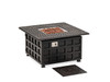 Carlisle Aged Bronze Cast Aluminum and Canvas Henna Cushion 3 Pc. Sofa Group with 42 in. Sq. Fire Pit Table