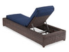 Valencia Sangria Outdoor Wicker and Spectrum Indigo Cushion 3 Pc. Chaise Set with 24 in. Sq. End Table
