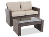 Summerset Espresso Outdoor Wicker and Beige Cushion 4 Pc. Loveseat Group with 36 x 20 in. Coffee Table