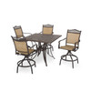 Cordoba Black Gold Aluminum and Sesame Sling 5 Pc. Swivel Bar Set with 48 in. Sq. Table