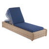 Valencia Driftwood Outdoor Wicker and Spectrum Indigo Cushion 3 Pc. Chaise Set with 24 in. Sq. End Table