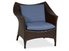 Martinique Java Brown Outdoor Herringbone Wicker and Spectrum Denim 3 Pc. Sofa Group with 47 x 27 in. Coffee Table