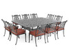 Naples Saddle Grey Cast Aluminum and Sunset Cushion 11 Pc. Dining Set with 90 x 64 in. Table