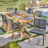 Hampton Driftwood Outdoor Wicker and Solid Teak 7 Pc. Armless Dining Set with 79 x 43 in. Table