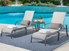 Capri Glimmer Grey Aluminum and Augustine Alloy Padded Sling 3 Pc. Chaise Lounge Set with 24 in. D Table