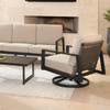 Tulum Husk Midnight with Cushions 3 Pc. Sofa Group + Swivel Club Chair + 48 x 29 in. Coffee Table
