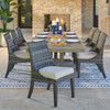 Tangiers Outdoor Wicker with Cushions 9 Piece Side Dining Set + 84-112 x 44 in. Extension Table