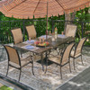 Bellagio Desert Bronze Cast Aluminum with Sling 7 Piece Dining Set + 84 x 42 in. Table