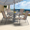 Cape Coral Aluminum with Sling 5 Pc. Dining Set + 48 in. D Slat Top Table