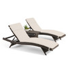 Terrace Outdoor Wicker with Cushions 3 Piece Contour Chaise Set + 32 x 18 in. Side Table