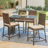 Terrace Outdoor Wicker with Cushions 5 Pc. Gathering Set + 47 x 32 in. Glass Top Table