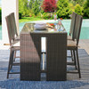 Terrace Outdoor Wicker with Cushions 5 Pc. Gathering Set + 47 x 32 in. Glass Top Table