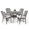 Verona Desert Bronze Cast Aluminum with Cushions 5 Piece Dining Set + 48 in. D Table