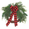 22 in. Artificial Christmas Wreath with Plaid Bow