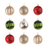National Tree Company 13 in. Glittery Champagne, Red, and Green Christmas Ball Ornaments, Set of 9