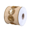National Tree Company 4 in. x 15 yds. Round Sequin Beaded Trim Taffeta Double Fused Ribbon, Beige