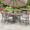 Melrose Midnight Gold Cast Aluminum with Cushions 7 Piece Dining Set + 86 x 42 in. Table