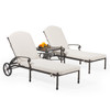 Melrose Midnight Gold Cast Aluminum with Cushions 3 Piece Chaise Lounge Set + 21 in. Sq. Side Table