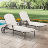 Melrose Midnight Gold Cast Aluminum with Cushions 3 Piece Chaise Lounge Set + 21 in. Sq. Side Table