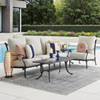 Naples Aged Bronze Cast Aluminum with Estate Cushions 3 Piece Sofa Group + 45 x 24 in. Coffee Table