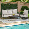 Naples Aged Bronze Cast Aluminum with Estate Cushions 3 Piece Swivel Sofa Group + 45 x 24 in. Coffee Table