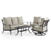 Naples Aged Bronze Cast Aluminum with Estate Cushions 4 Piece Swivel Sofa Group + 45 x 24 in. Coffee Table