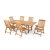 Eastchester Teak with Cushions 7 Piece Multi-Position Dining Set + 67-87 x 47 in. Extension Table