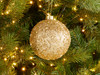120 mm Golden Champagne Beaded and Glitter Christmas Ball Ornament, Set of 2