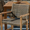 Hampton Driftwood Outdoor Wicker and Solid Teak 7 Piece Arm Dining Set with 71 x 36 in. Table