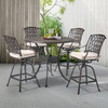 Tivoli Aged Bronze Cast Aluminum with Cushions 5 Piece Swivel Bar Set + 48 in. D Bar Table