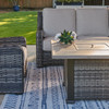 Tangiers Canola Seed Outdoor Wicker with Cushions 3 Piece Sofa Group + 42 in. Fire Pit Table