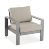 Soho Slate Grey Aluminum with Cushions 3 Piece Sofa Group + Club Chairs + 50 x 28 in. Coffee Table