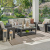 San Lucas Outdoor Wicker with Cushions 4 Piece Sofa Group + 43 x 23 in. Coffee Table