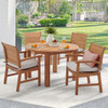 Pembroke Teak with Cushions 5 Piece Dining Set + Oxford 48 in. D Table