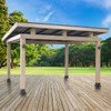 Contempo Weathered Teak Galvanized Steel 12 ft. x 14 ft. Hard Top Modern Gazebo